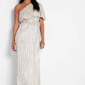 Rachel Zoe x Express Edition gold pleated dress